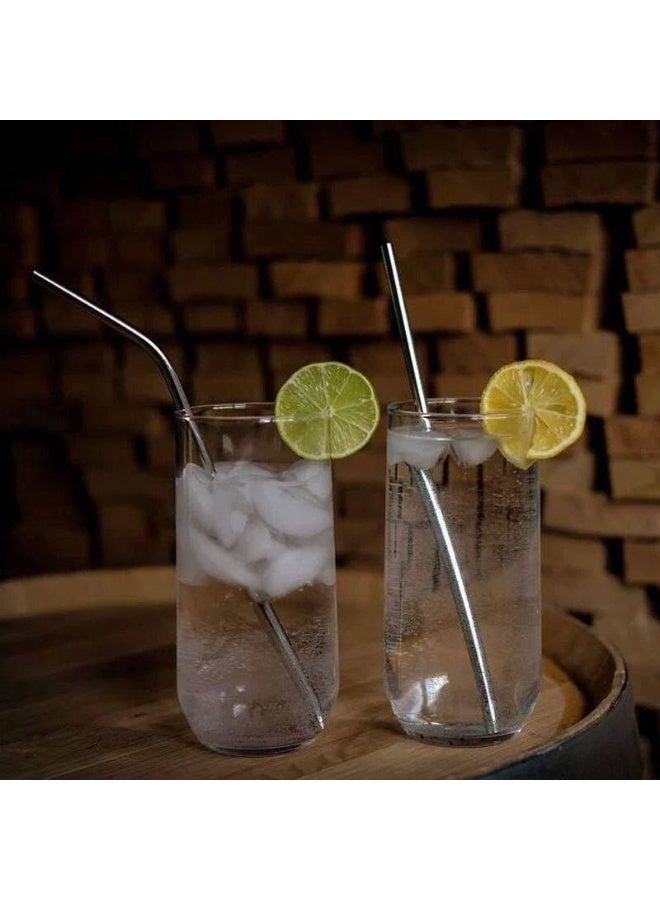 8-piece assorted reusable metal straw set with cleaning brush (M) - Image 4