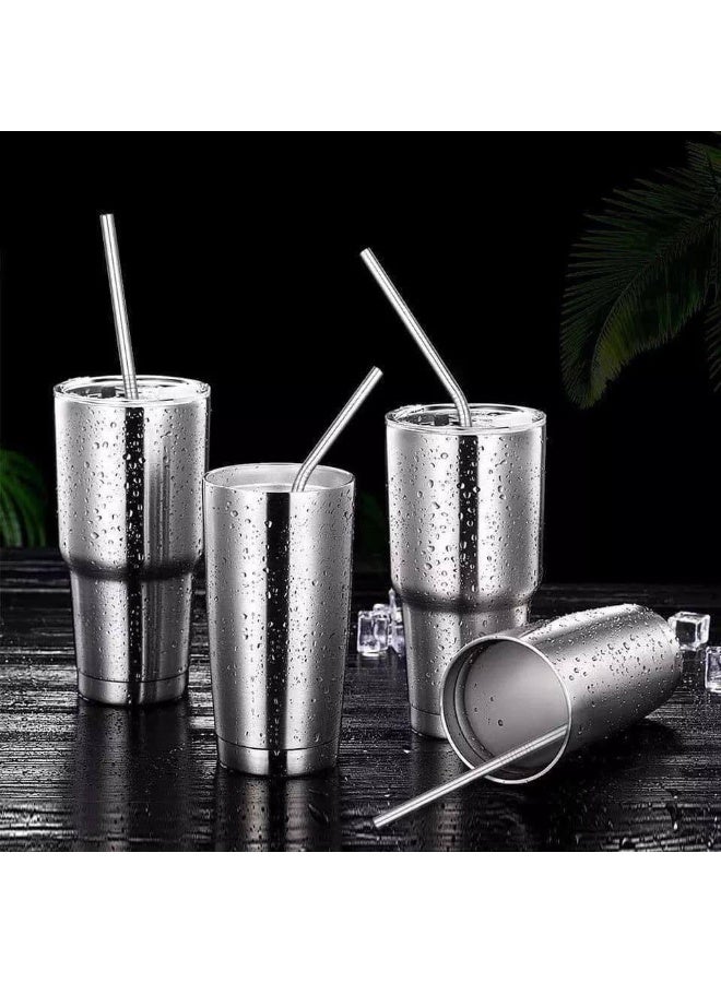 8-piece assorted reusable metal straw set with cleaning brush (M) - Image 3