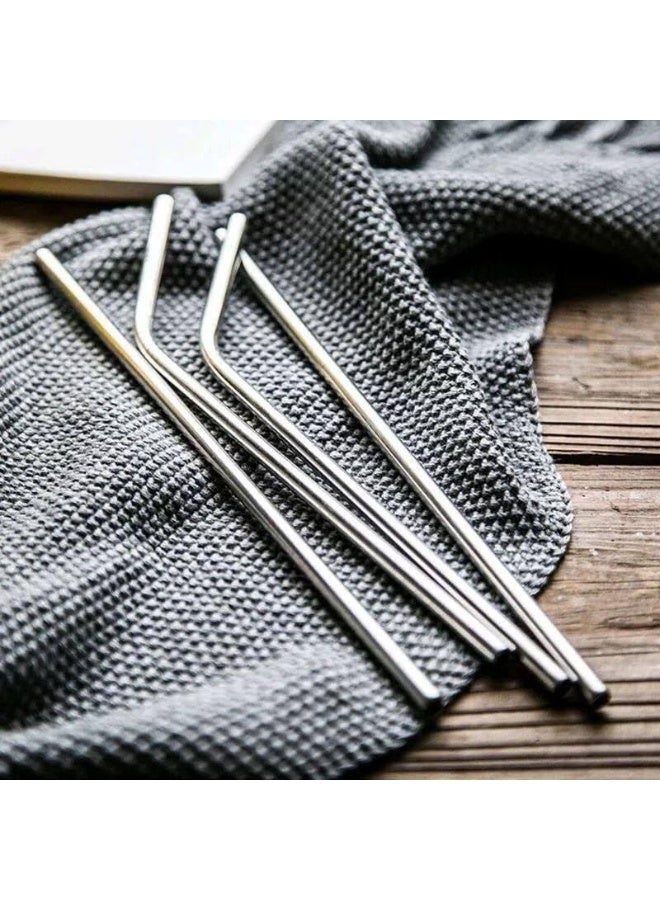 8-piece assorted reusable metal straw set with cleaning brush (M) - Image 5