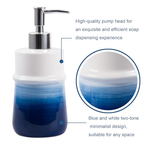 RZCNC Navy Blue Bathroom Accessories Set, 4-Piece Blue Ceramic Bathroom Decorations Accessories Set,Contain Toothbrush Cup,Soap Dispenser,Soap Dish,Tumbler - Image 4