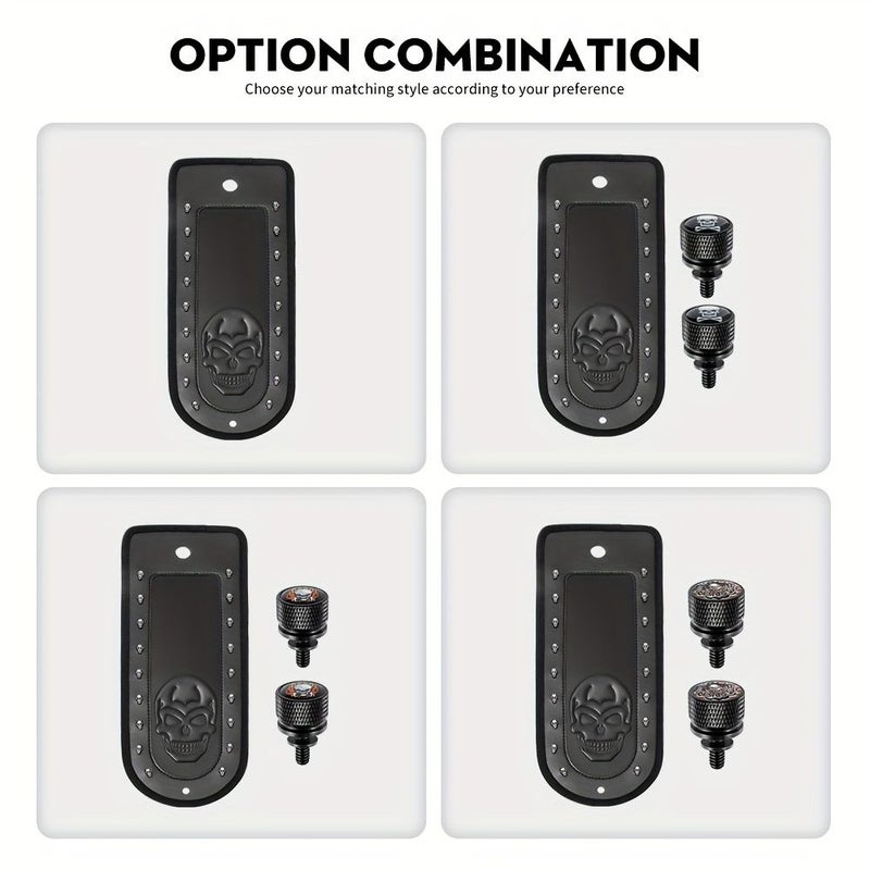 Motorcycle Rear Fender Black PU Leather Decorative Pad With Rivet Design Waterproof And Scratch Resistant For Harley Street Glide - Image 2