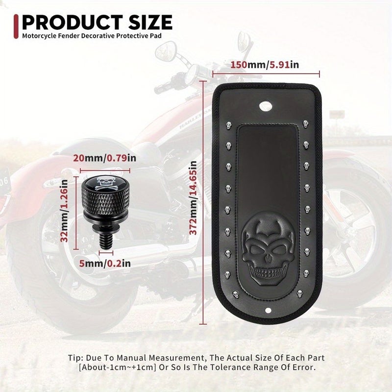 Motorcycle Rear Fender Black PU Leather Decorative Pad With Rivet Design Waterproof And Scratch Resistant For Harley Street Glide - Image 4
