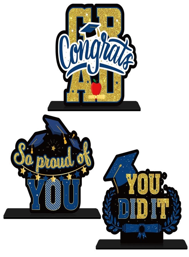 إنورو مجموعة قطع مركزية لطاولة التخرج من الأكريليك عليها عبارة "تهانينا على التخرج"، مجموعة من 3 قطع مركزية لحفل التخرج من الأكريليك عليها عبارة "لقد فعلت ذلك" - Image 1