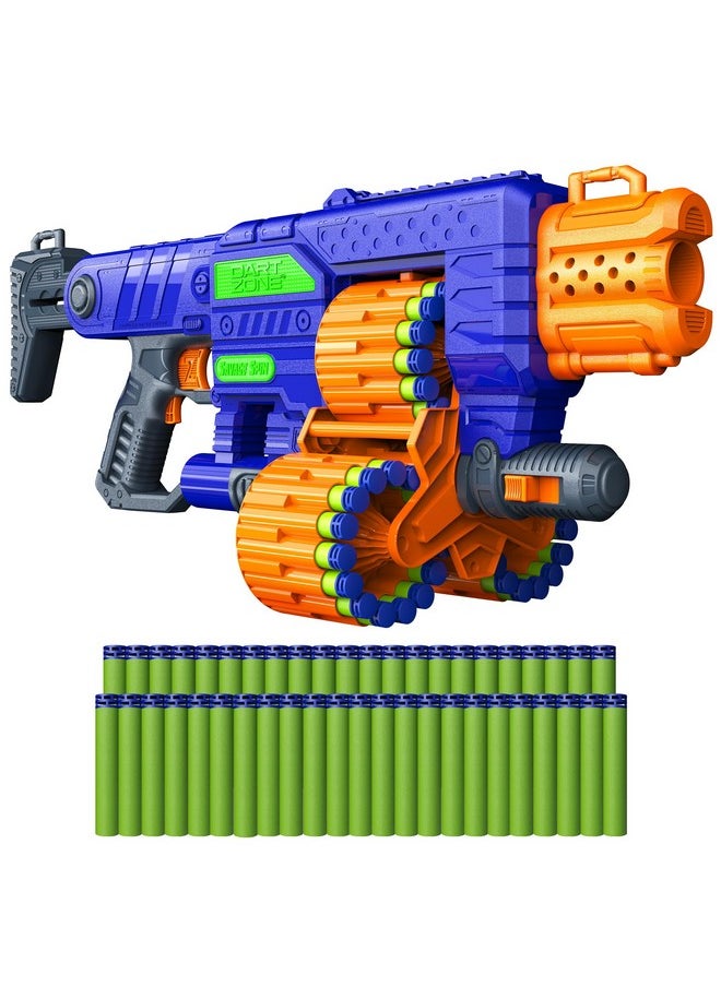 Dart Zone Savage Spin Semi Auto Foam Dart Blaster 45 Dart Triple Drum Motorized Foam Dart Gun Nerf Dart Compatible Soft Bullet Toy Gun For Kids 45 Darts Aka Adventure Force Gun 80 Ft Range  - Image 1