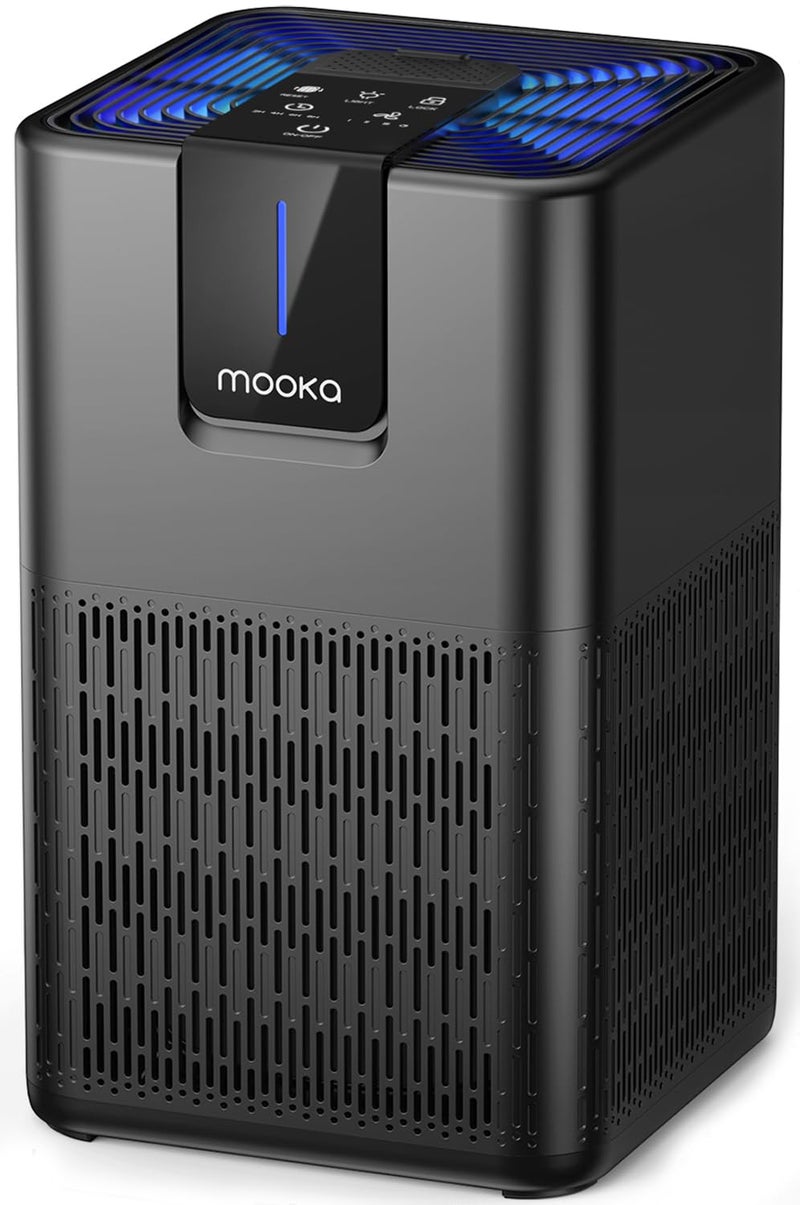 Mooka Air Purifiers for Home Large Room 1250 FtÂ²,MOOKA H13 HEPA Air Purifier for Pets Dust Odor Smoke,Aromatherapy Function,Air Cleaner with 15dB Quiet Sleep Mode for Bedroom Office Living Room,M05,Black - Image 1