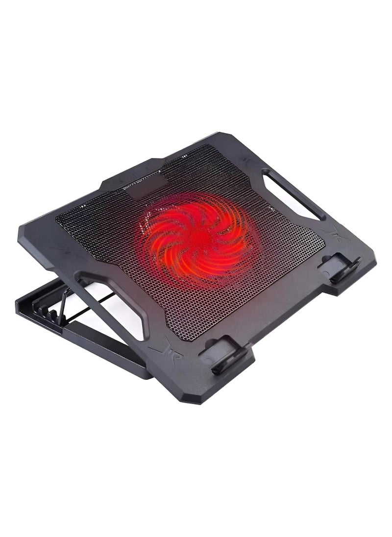Generic C1000 Laptop Cooling Pad – 17 Inch – High-Performance Heavy-Duty Fan with Dual USB Ports – Unique Design with LED Lights – Adjustable Stand (Red)  - Image 3
