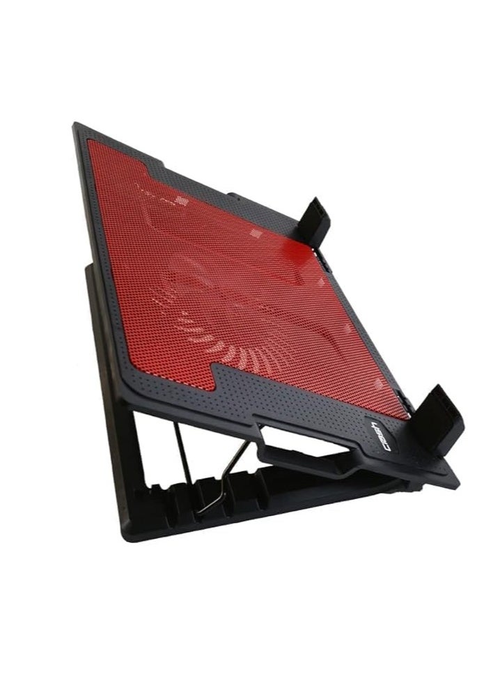 Generic C1000 Laptop Cooling Pad – 17 Inch – High-Performance Heavy-Duty Fan with Dual USB Ports – Unique Design with LED Lights – Adjustable Stand (Red)  - Image 2