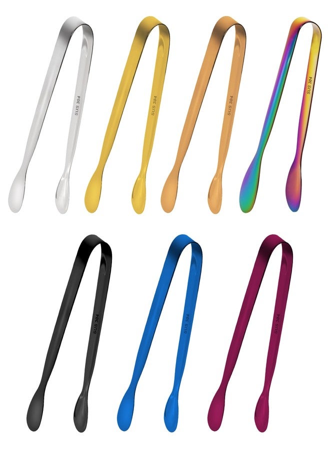 Daemson 7PCS Mini Metal Serving Tongs, 4.33" Colorful 304 Stainless Steel Tiny Tongs for Ice, Sugar, Appetizers, Desserts, Buffet, Tea Party, Charcuterie Board (7 Colors) - Image 1