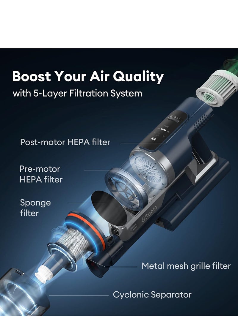 Ultenic FS1 Cordless Vacuum Cleaner, with Automatic Emptying Station, Powerful Suction 30KPa/450W, Removable Battery, 5-Layer Filter,Handheld, Stick Vacuum Cleaner for Hard Floor Home Carpets - Image 5