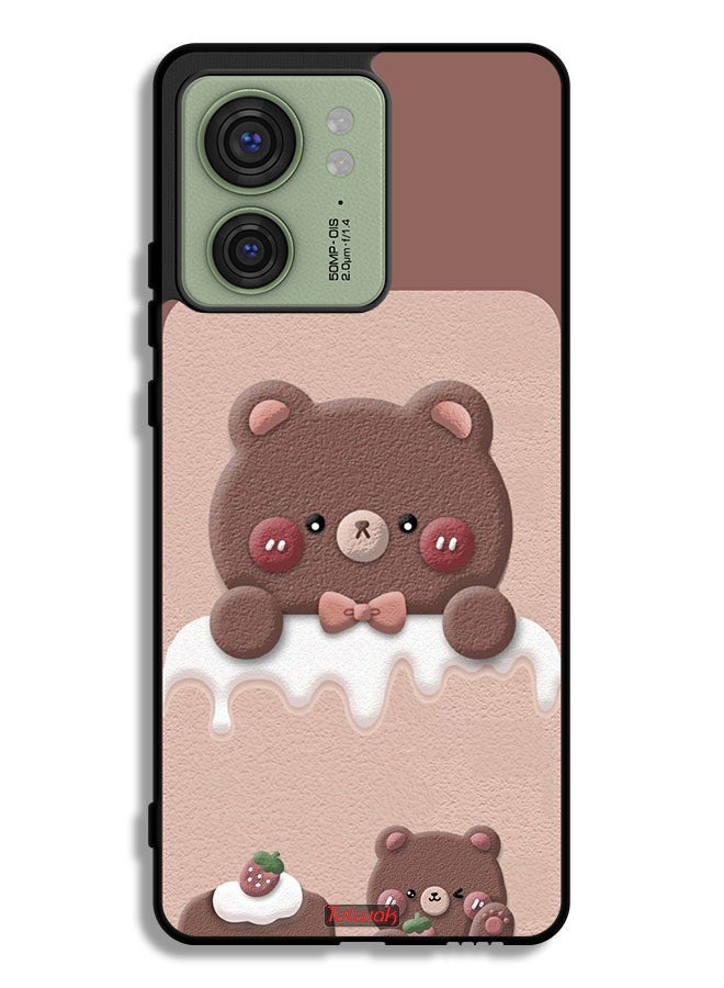 Tolwak Motorola Edge 40 Protective Case Cover Bear Strawberry - Image 1