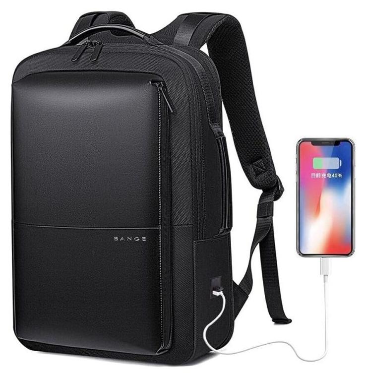 BANGE Mens Transformation School Laptop Backpack 019 Black - Image 1