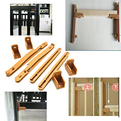 SpzcdZa Crib fence Lifter Lifting Rail Connection Set Brown w Screws - Image 4