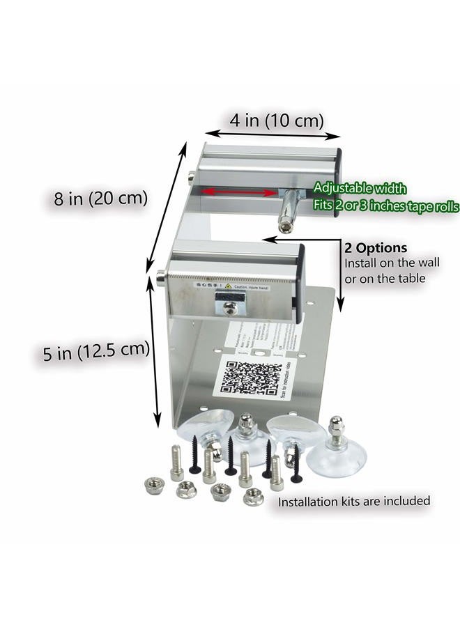 LDS Industry Desktop Table Top/Wall Mounted Tape and Label Dispenser, Large Desktop Tape Dispenser, Stainless Steel Frame with Sucktion Cup Sucker 2''/3'' TTD-01 - Image 2