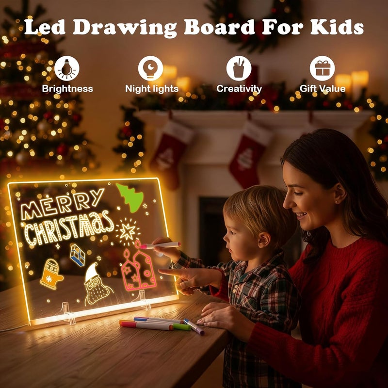 Light Up Drawing Board 35*25cm 7 Color Acrylic Dry Erase Board - Reusable Led Message Board for Home Office Holiday Gifting - Image 3