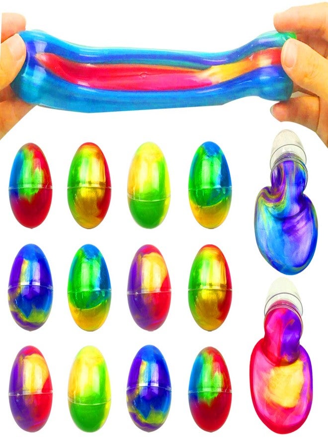 QINGQIU 12 Pack Colorful Slime Eggs Toys Easter Eggs for Kids Girls Boys Easter Basket Stuffers Fillers Gifts Party Favors - Image 1