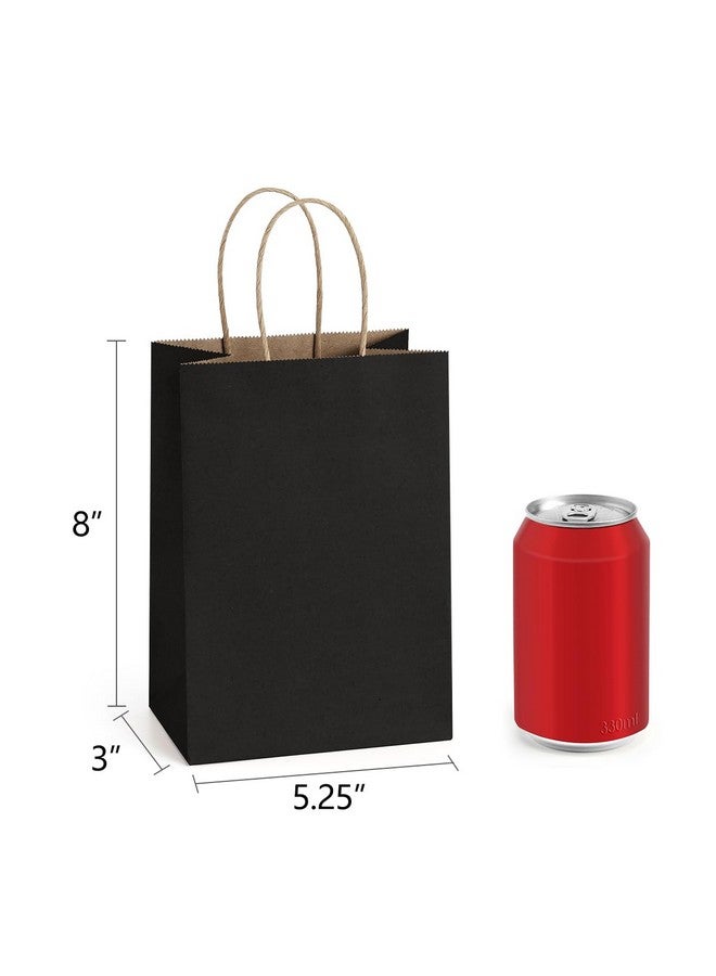 BagDream Gift Bags 100Pcs 5.25x3x8 Small Kraft Paper Gift Bags with Handles Bulk, Black Paper Sacks for Small Business, Retail, Merchandise, Grocery, Wedding Birthday Party favor - Image 2