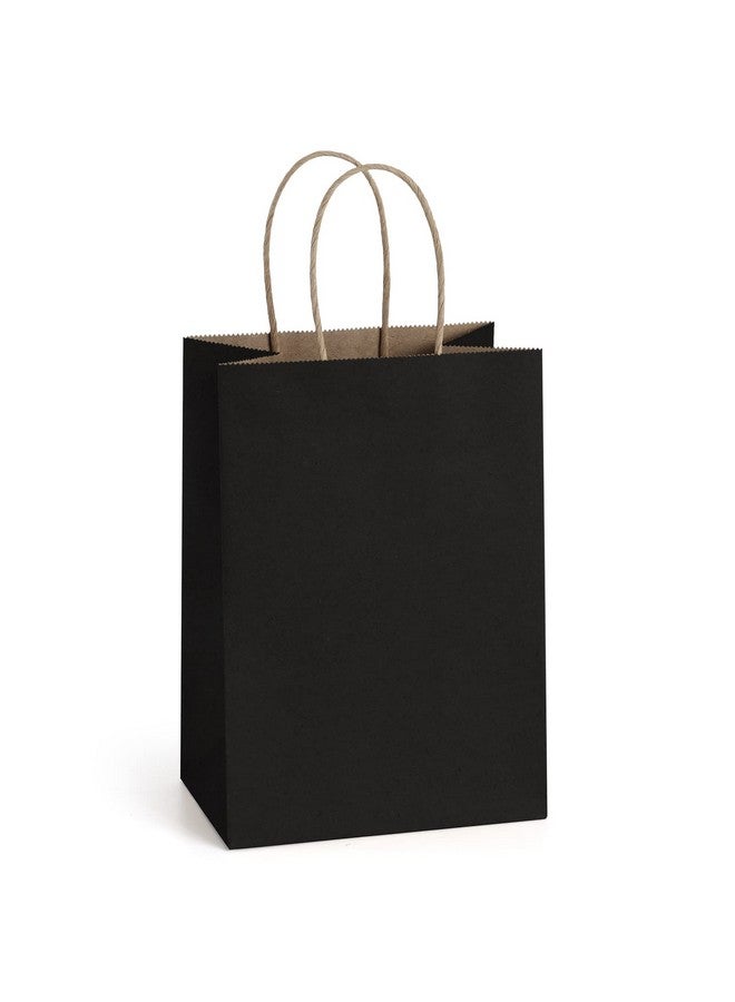 BagDream Gift Bags 100Pcs 5.25x3x8 Small Kraft Paper Gift Bags with Handles Bulk, Black Paper Sacks for Small Business, Retail, Merchandise, Grocery, Wedding Birthday Party favor - Image 1