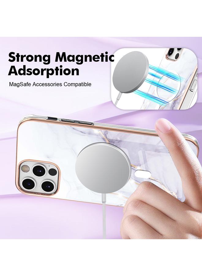 زبون جراب لهاتف iPhone 12 Pro Max بنمط رخامي مزدوج الجوانب IMD Magsafe TPU جراب هاتف - Image 3