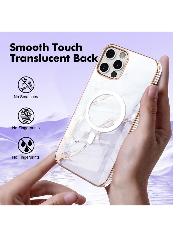 زبون جراب لهاتف iPhone 12 Pro Max بنمط رخامي مزدوج الجوانب IMD Magsafe TPU جراب هاتف - Image 5