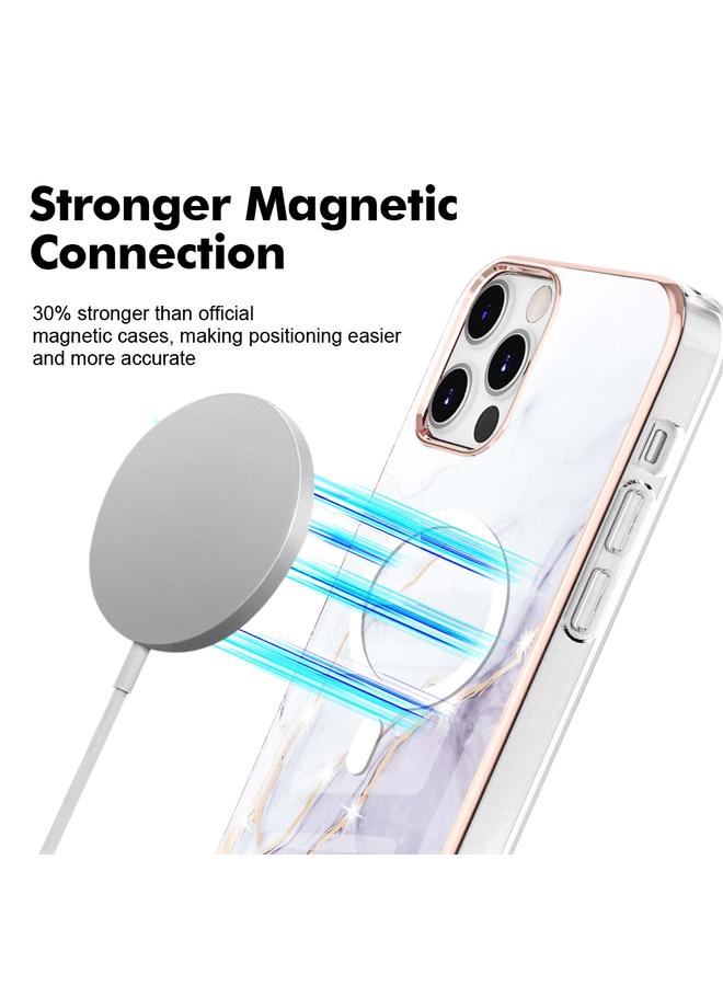 زبون جراب لهاتف iPhone 12 Pro Max بنمط رخامي مزدوج الجوانب IMD Magsafe TPU جراب هاتف - Image 2