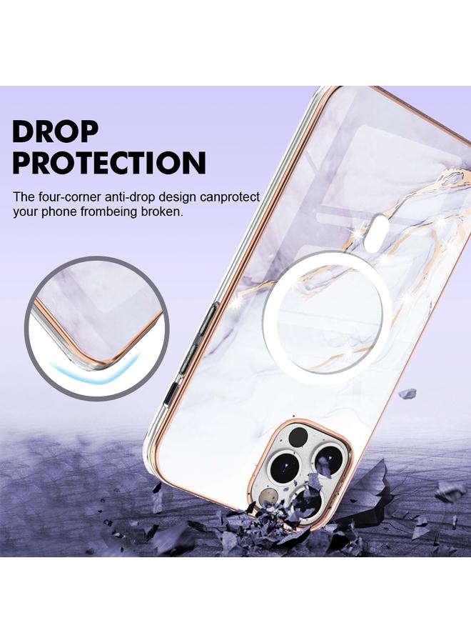 زبون جراب لهاتف iPhone 12 Pro Max بنمط رخامي مزدوج الجوانب IMD Magsafe TPU جراب هاتف - Image 4