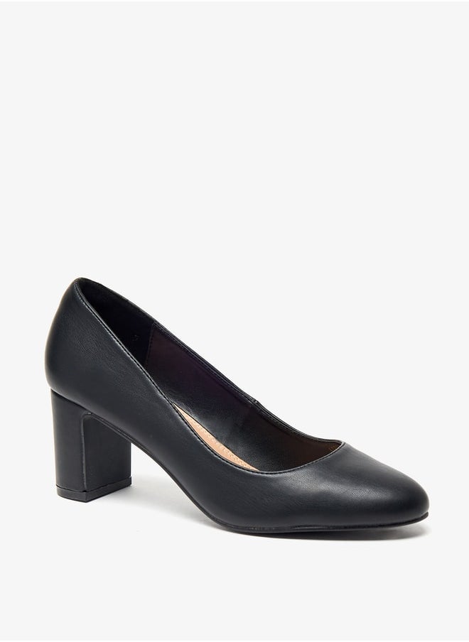 Celeste - Women's Solid Slip-On Shoes with Block Heels - Image 1