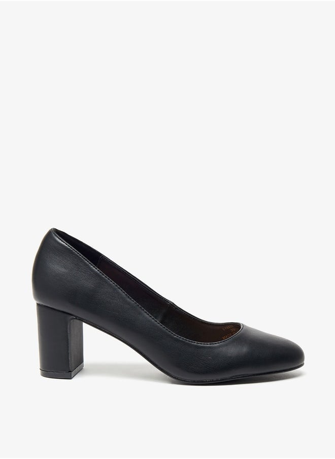 Celeste - Women's Solid Slip-On Shoes with Block Heels - Image 1