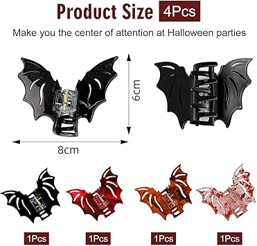 SIKAMARU 4 Pieces Of BatShaped Hair Clips Gothic Hair Clips Creative Hair Clips WomenS Hair Clips Clothing Accessories - Image 2