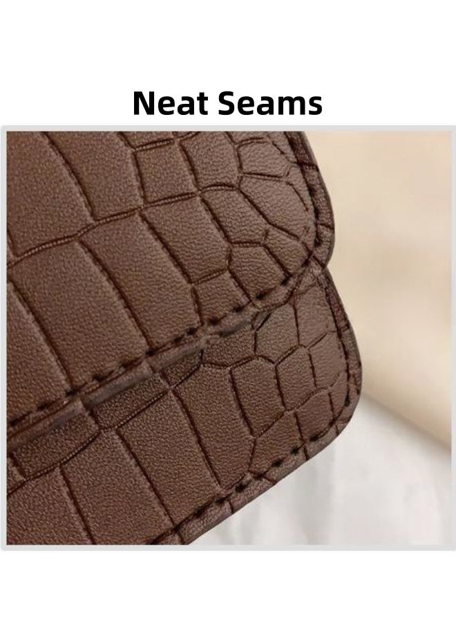 Women's Crocodile Pattern Shoulder Bag, Ladies PU Leather Crossbody Bag Sling Bag Side Bag Small Square Bag, Chain Shoulder Strap Carrying Bag Satchel Bag Phone Bag for Girls/College Students - Image 5