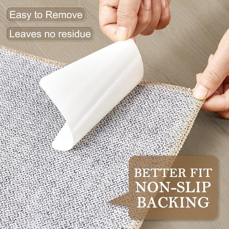 Droposale مثبت للسجاد للأرضيات الخشبية، شريط لاصق تحت السجاد قابل لإعادة الاستخدام مضاد للانزلاق شكل مربع قابل للغسل وإعادة الاستخدام لون أبيض (4) - Image 5