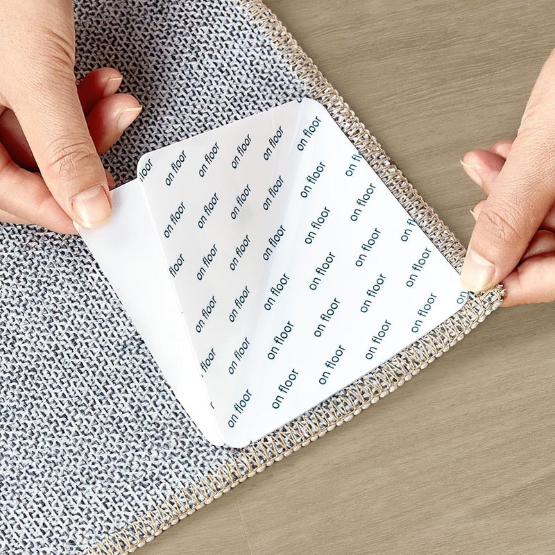 Droposale مثبت للسجاد للأرضيات الخشبية، شريط لاصق تحت السجاد قابل لإعادة الاستخدام مضاد للانزلاق شكل مربع قابل للغسل وإعادة الاستخدام لون أبيض (4) - Image 3