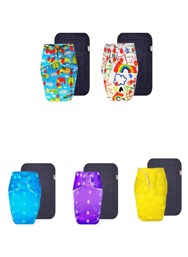 حفاضات قماشية فاخرة من دمبلدو مع حشوة رمادية (عبوة من 5) | ناعمة ولطيفة | مانعة للتسرب | سهلة التنظيف | مثالية للأطفال الصغار | من 3 أشهر إلى 3 سنوات | للجنسين - Image 1