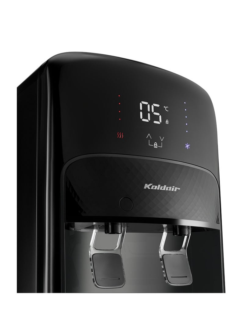 Koldair - Top-Load Freestanding Water Dispenser With Fridge Type AF Digital Screen 2 Taps Hot And Cold Black - Image 1