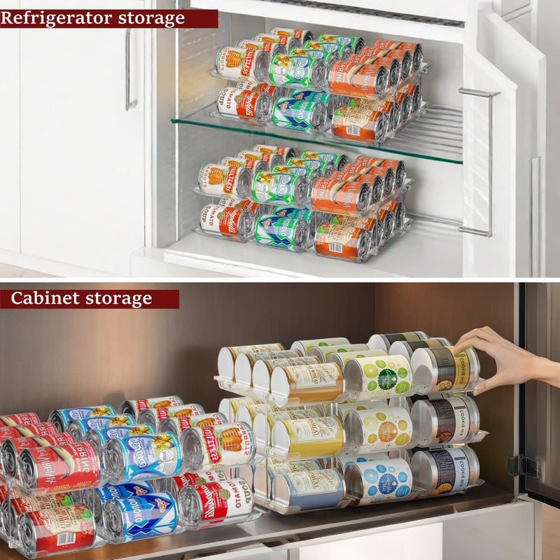 Attelite Can Organizer for Pantry, 3 Sets 3 Tiers Can Storage Organizer Pantry,Soda Can Organizer for Fridge 36 Cans Rack Automatic Rolling Stackable Canned Food Organizer,Clear - Image 5
