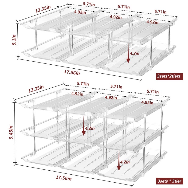 Attelite Can Organizer for Pantry, 3 Sets 3 Tiers Can Storage Organizer Pantry,Soda Can Organizer for Fridge 36 Cans Rack Automatic Rolling Stackable Canned Food Organizer,Clear - Image 2
