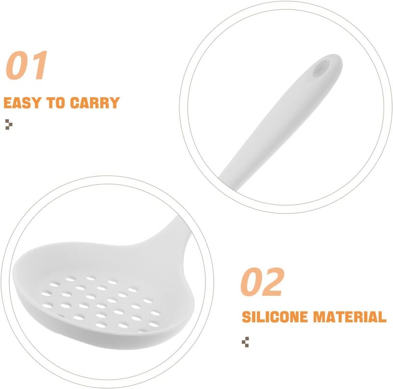 Silicone Skimmer Ladle Food-grade Heat Resistant Slotted Spoon Kitchen Strainer for Pasta and Hot Pot Cooking - Image 5