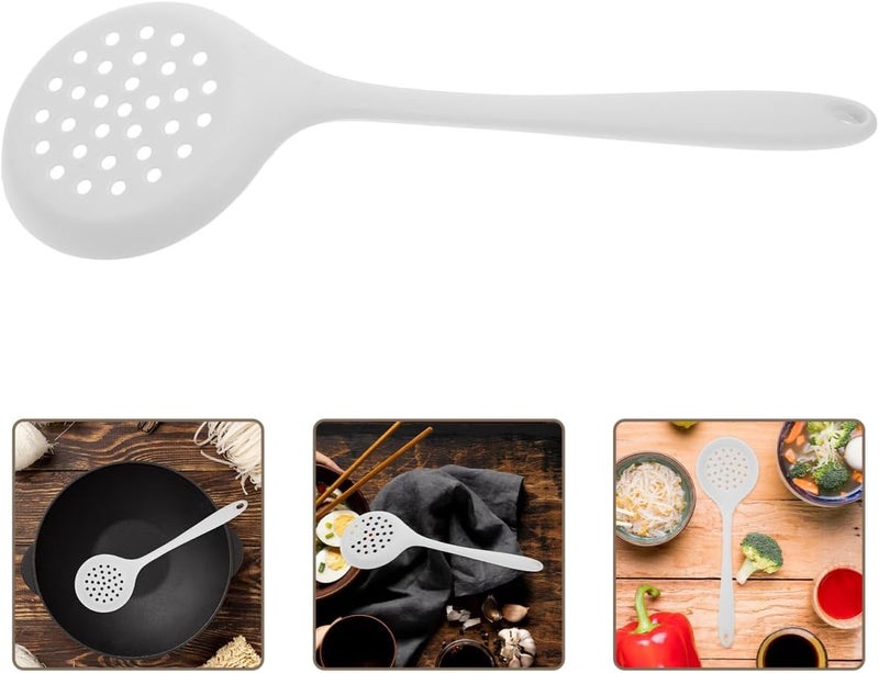 Silicone Skimmer Ladle Food-grade Heat Resistant Slotted Spoon Kitchen Strainer for Pasta and Hot Pot Cooking - Image 4