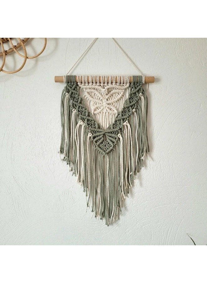 Antikiano A handmade macrame piece made of cotton threads. It has a simple and beautiful design that adds a special decorative touch to any room. Perfect for hanging on the wall in bedrooms or living rooms, and makes a lovely gift for handmade item lovers. - Image 2
