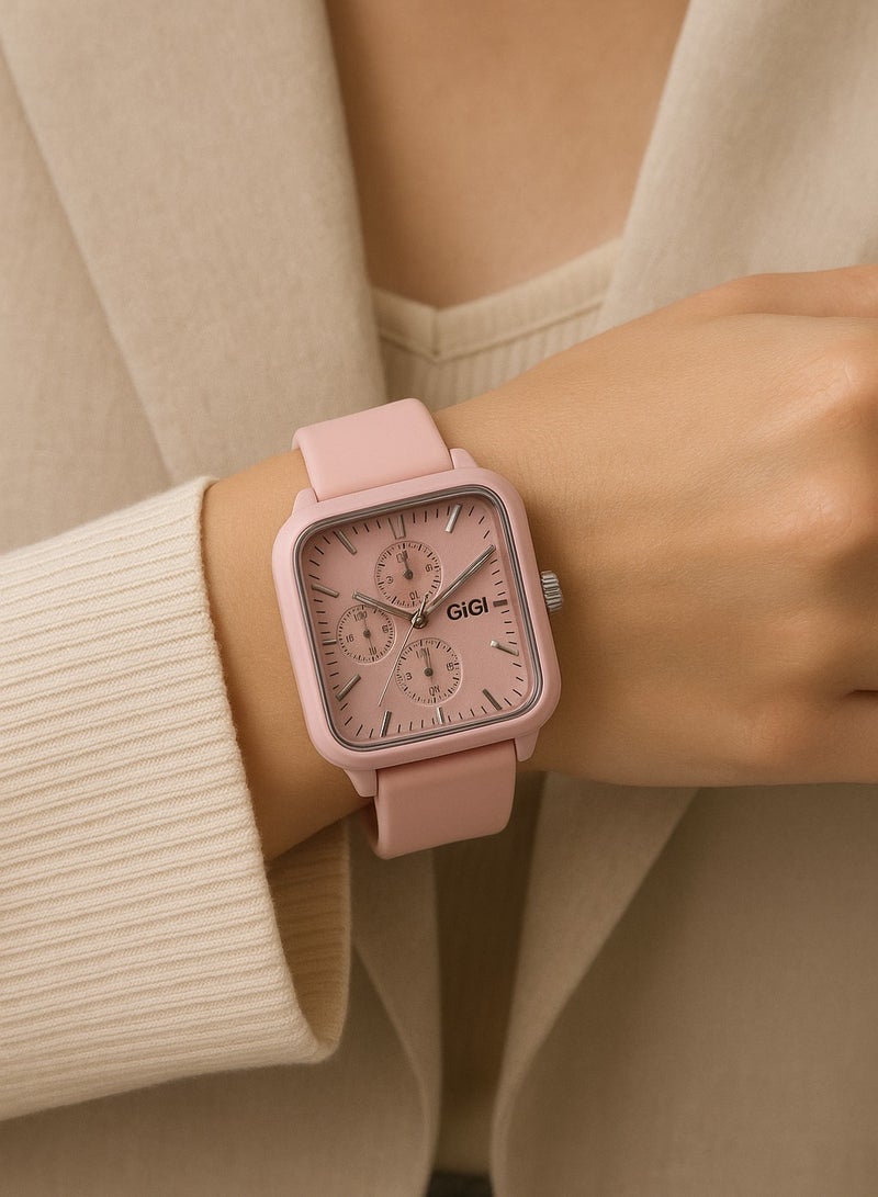 جيجي ساعة أنيقة بلون وردي عصري تجمع بين التصميم الفريد والراحة اليومية لتكمل إطلالتك بكل أنوثة. - Image 3