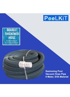 PooLKiT PooLKiT Swimming Pool Vacuum Head 18 Inch Deep Leaf Rake Net Bag Net 14 Flexible Vacuum Head with Side Brush Algae Brush 10 Wall Brush 10 Vacuum Hose Pipe 9 meter30 Feet EVA Suction Pipe  - Image 4