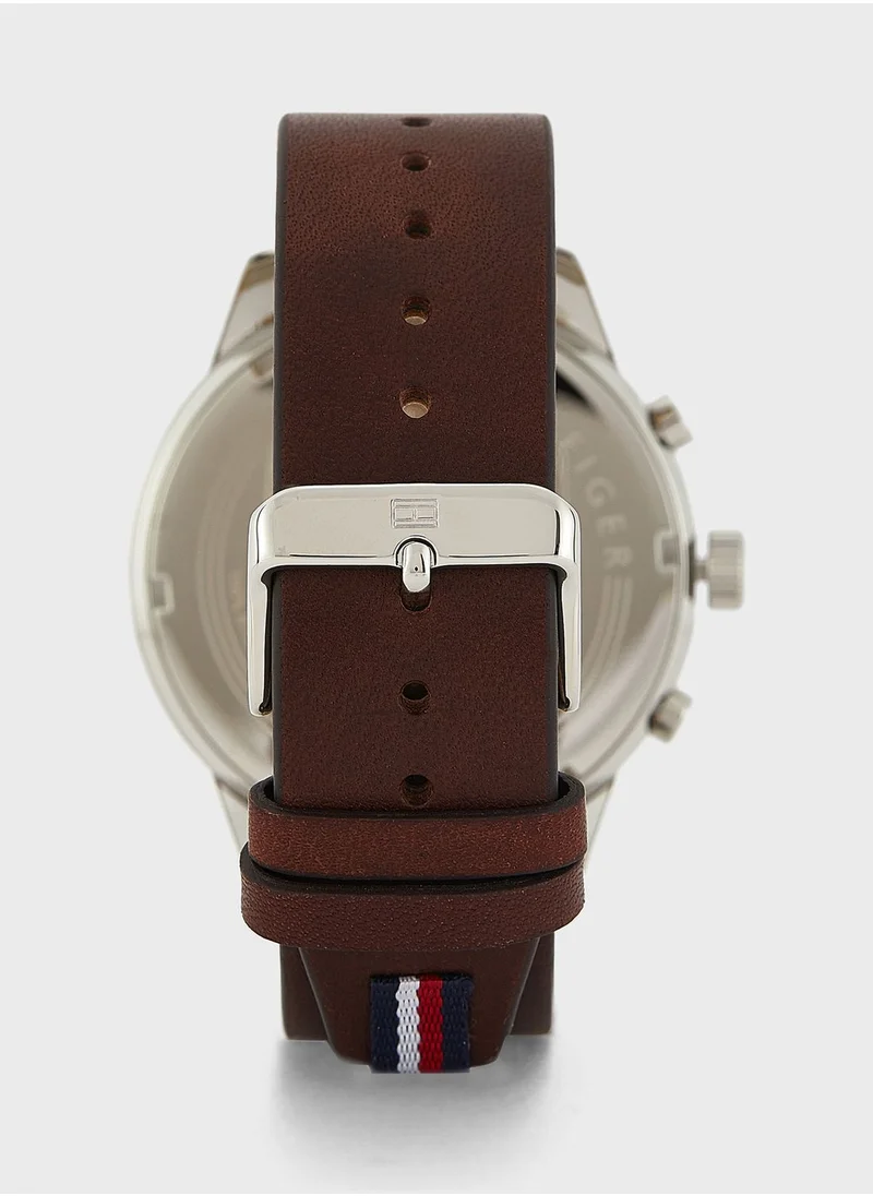 TOMMY HILFIGER Leather Strap Chronograph Watch