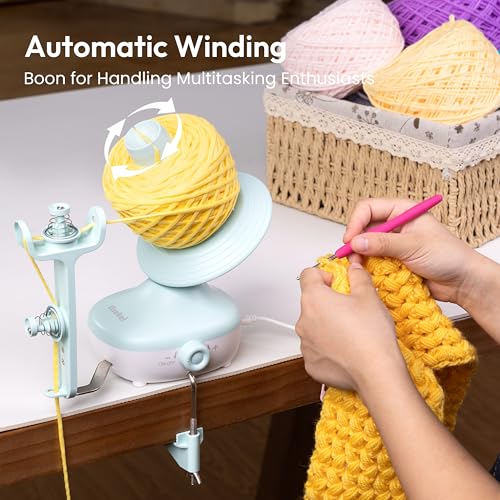Etcokei Electric Yarn Winder M1 for Crocheting Compact Yarn Cake with Strong Tension Stepless Speed Automatic Wool Spinner Ideal Helper for Knitting Lovers Mint Green - Image 3