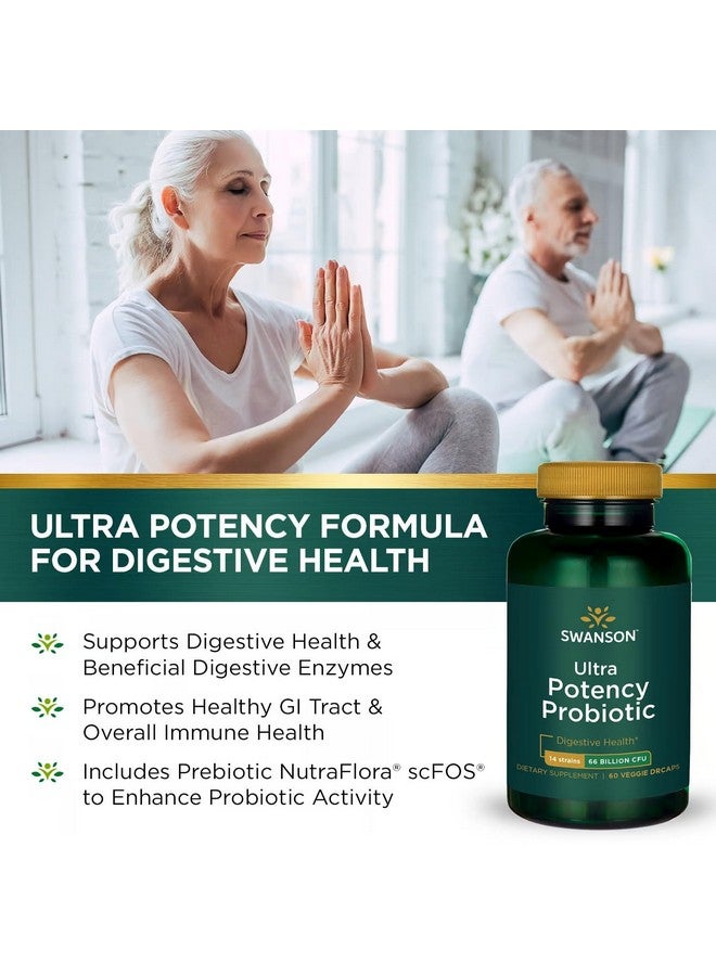 Swanson Ultra Potency Probiotic Digestive Health Immune System Support 66 Billion CFU Prebiotic NutraFlora scFOS 60 DRcaps Veggie Capsules (Caps) (2 Pack) - Image 4