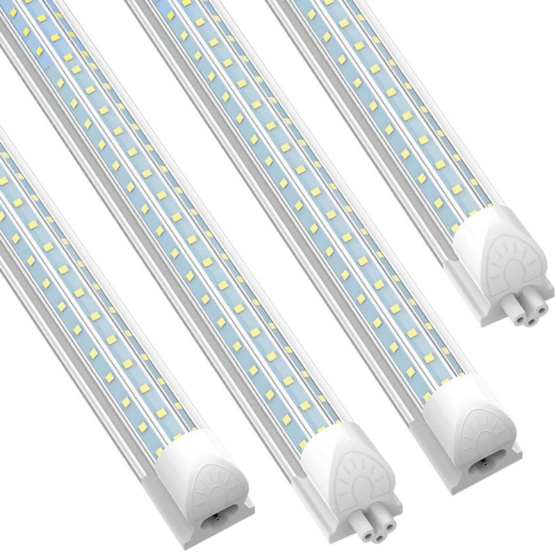 SHOPLED 6FT LED Shop Light, D-Shape 72W 9360LM 6000K Cool White, Linkable T8 LED Tube Light Fixtures, 6 Foot LED Shop Lights for Garage, 4 Pack - Image 1