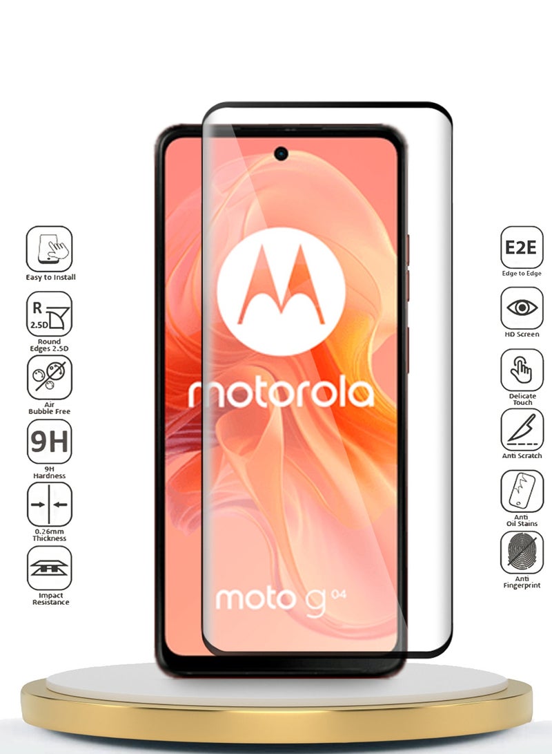 Motorola Moto G04 / G04s / G24 / G24 Power 4G 2024 Premium E2E Full Glue Full Cover Tempered Glass Screen Protector (MSGECN) - Clear/Black