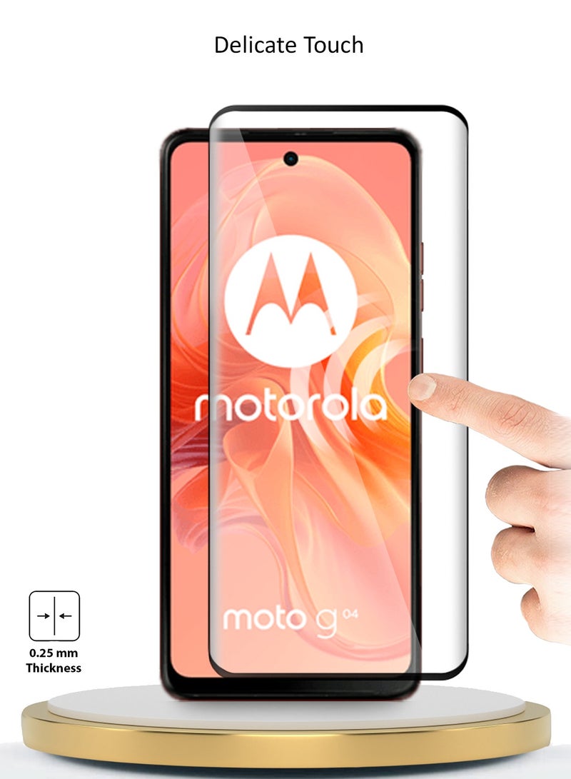 Motorola Moto G04 / G04s / G24 / G24 Power 4G 2024 Premium E2E Full Glue Full Cover Tempered Glass Screen Protector (MSGECN) - Clear/Black