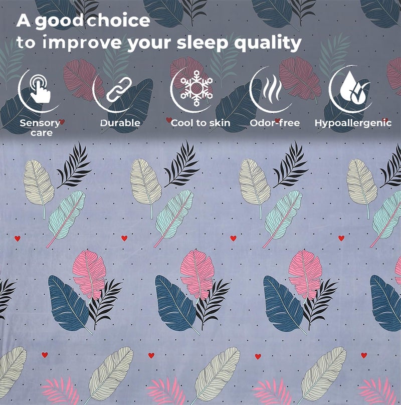 FRESH FROM LOOM Floral Microfiber Single Size Single Bedsheet - Hypoallergenic Wrinkle Free Bed Sheets with 1 Pillow Covers (60x90 Inches | Blue, Pankh Design), 144 TC - Image 3
