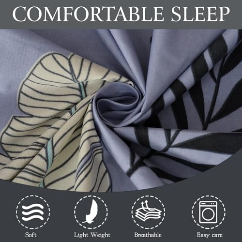FRESH FROM LOOM Floral Microfiber Single Size Single Bedsheet - Hypoallergenic Wrinkle Free Bed Sheets with 1 Pillow Covers (60x90 Inches | Blue, Pankh Design), 144 TC - Image 2