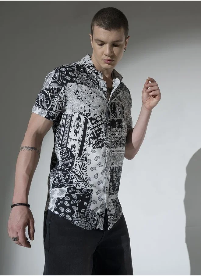 Hubberholme Multicolor Ethnic Motif Shirt for Men, Stylish Casual Essential