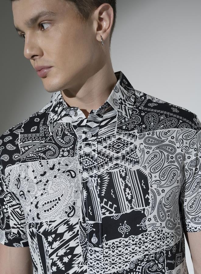 Multicolor Ethnic Motif Shirt for Men, Stylish Casual Essential